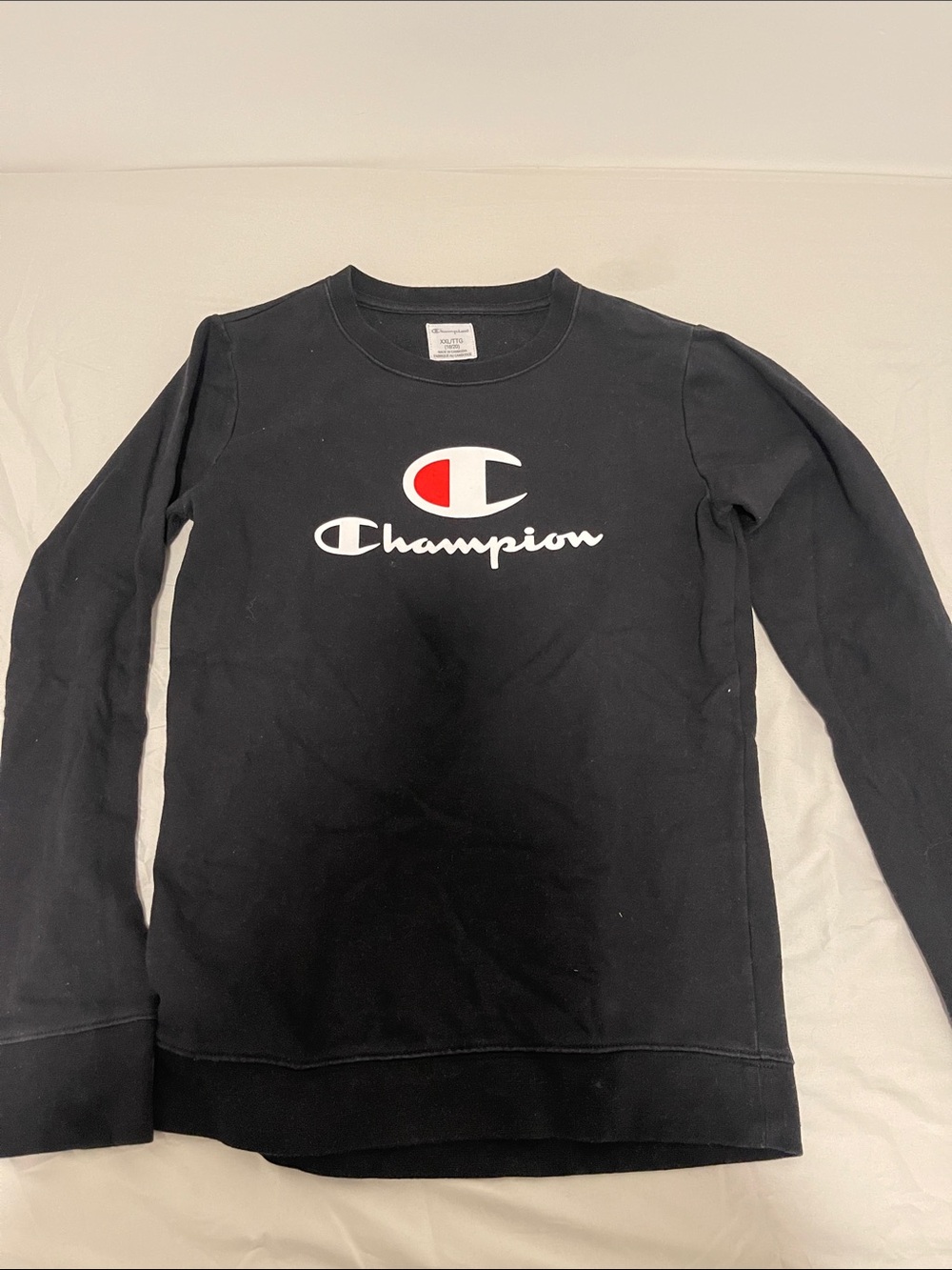 Champion Black Crewneck Sweatshirt with White & Red Logo